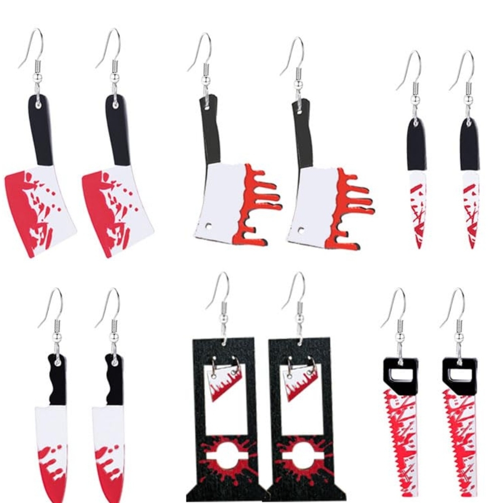 Halloween Knife and Cleaver Earrings Set of 6